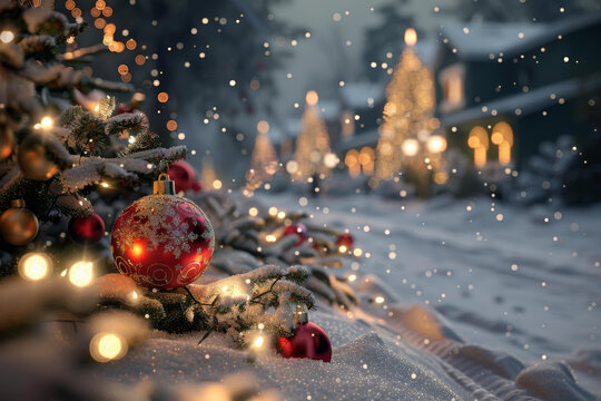 雪中的圣誕街