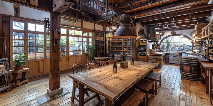日式復(fù)古餐廳內(nèi)部實(shí)景圖片