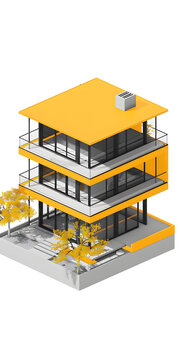 現(xiàn)代黃色建筑3D渲染