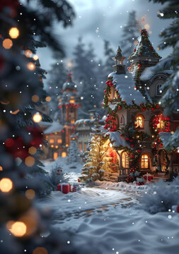 圣誕節(jié)的雪夜小屋