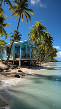 棕櫚樹海灘小屋