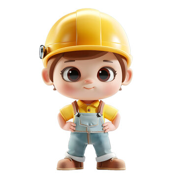 [免摳素材]3D卡通建筑工人