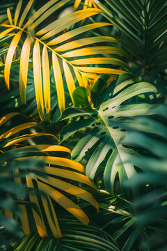 熱帶綠葉植物背景