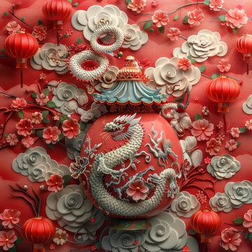祥龍獻(xiàn)瑞的AI圖片