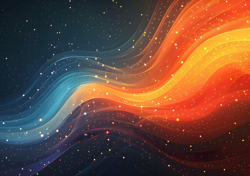 五彩繽紛的波浪與星光