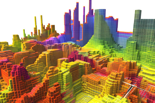 多彩抽象城市景觀3D