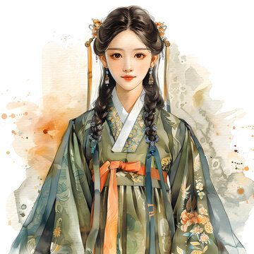 身穿漢服的仕女圖