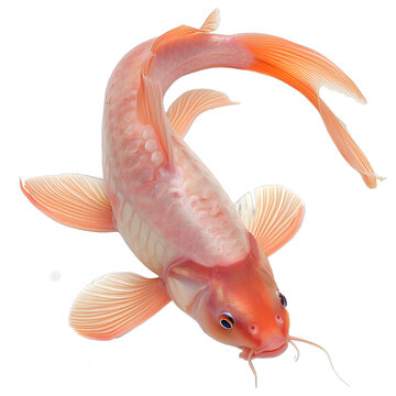 [免摳素材]一條紅白錦鯉魚展開了它的魚鰭