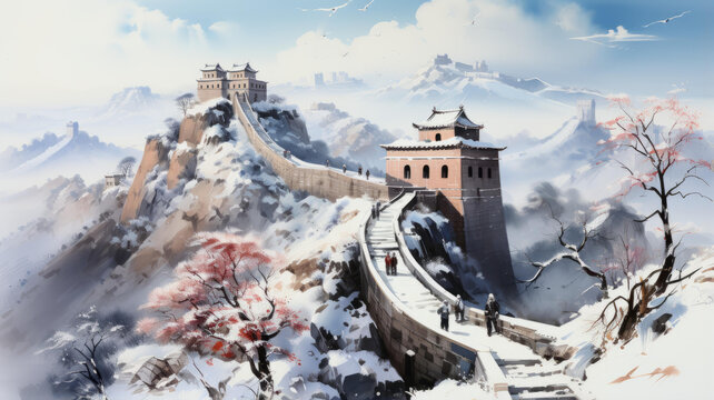 長城雪景圖