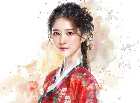 一個(gè)穿著傳統(tǒng)服飾的美麗韓國女人