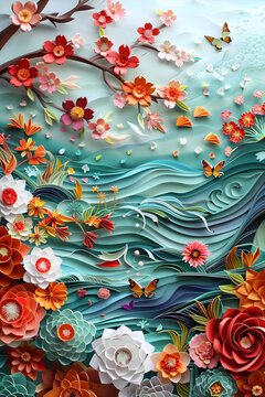 花海波浪紙藝