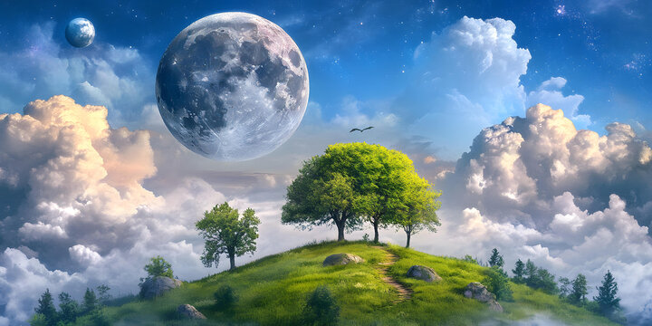 夢幻雙月綠山風(fēng)景