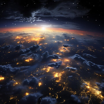 從太空看到的地球夜景
