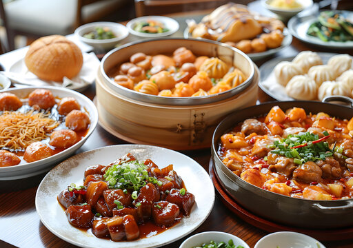 一桌豐盛的中國(guó)菜