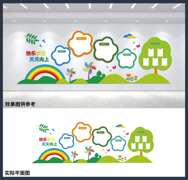 快樂學(xué)習(xí)校園學(xué)校文化背景墻設(shè)計(jì)