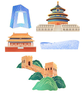 北京地標(biāo)建筑插畫
