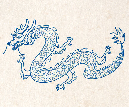 龍年生肖插畫青色龍