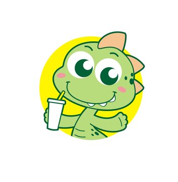 卡通可愛小恐龍頭像矢量圖
