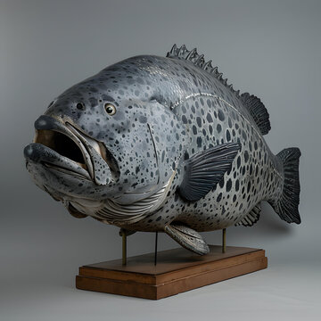 一個(gè)黑白相間的魚(yú)的雕塑