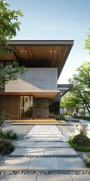 自然元素現(xiàn)代庭院住宅