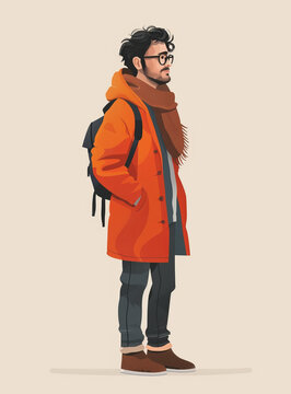 一個留著胡須的男人穿著紅色外套和眼鏡