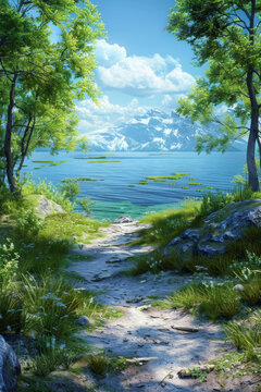 奇幻風(fēng)景：湖光山色綠樹依依