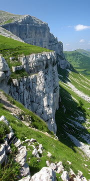 山崖峭壁與綠坡