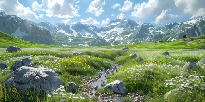 高山草甸雪山美景