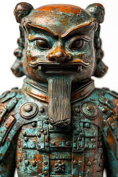 古代中國(guó)戰(zhàn)士雕像特寫(xiě)