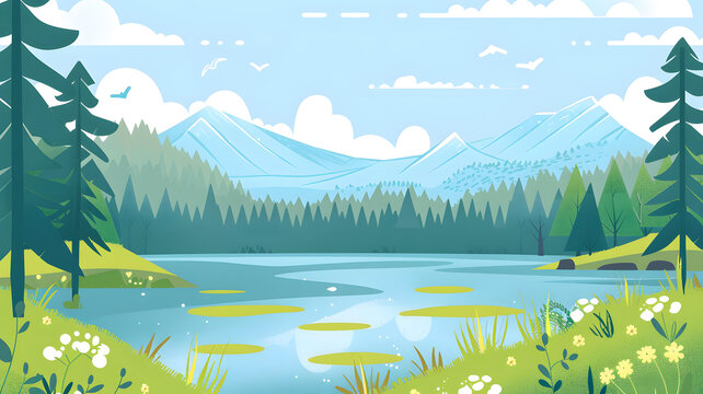 夏季山湖風景