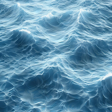 深邃的藍(lán)色海洋表面白色的海浪