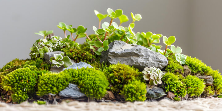 綠色苔蘚和多肉植物景觀