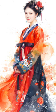 身穿韓服的韓國美女