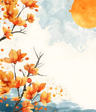 水彩花卉與太陽(yáng)