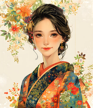 身穿和服的日本女性
