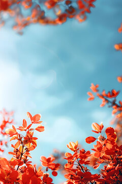 藍(lán)天紅花的AI圖片