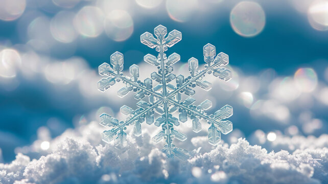 雪花在雪地上的特寫