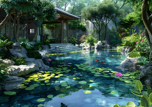 碧波映襯下的建筑