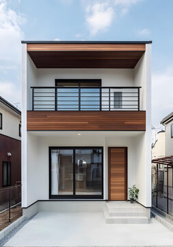 現(xiàn)代簡約兩層木質(zhì)裝飾陽臺(tái)住宅
