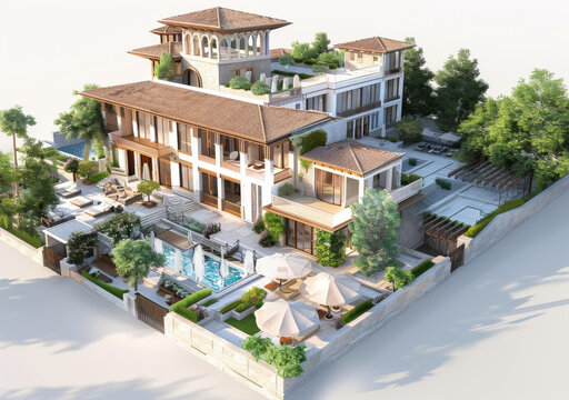 3D效果圖展示的現(xiàn)代豪宅