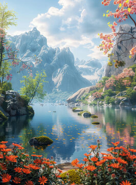 山湖花海的AI圖片