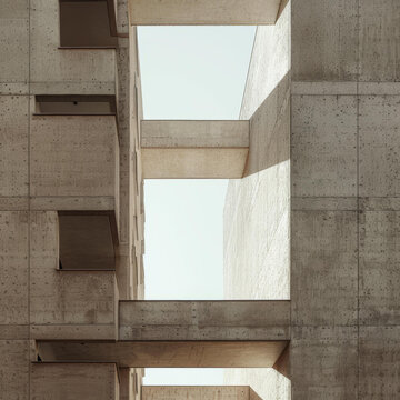 幾何圖形和圖案的城市野獸派混凝土建筑