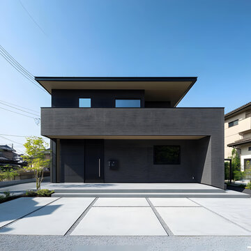 現(xiàn)代黑色磚瓦住宅外觀設(shè)計