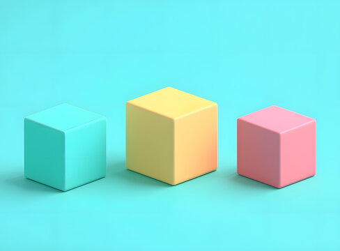 藍色背景上的三個彩色立方體