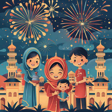 馬來家庭慶祝開齋節(jié)
