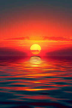 夕陽下的海面