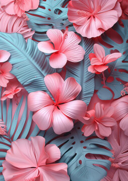 粉藍(lán)熱帶芙蓉花
