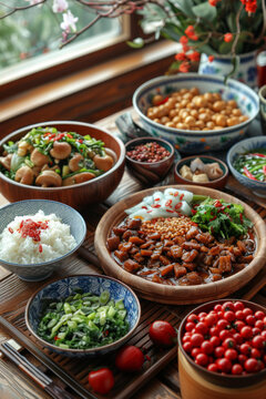 一桌豐盛的中國(guó)菜