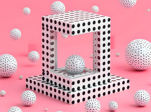 粉紅色背景上的白色立方體抽象3D
