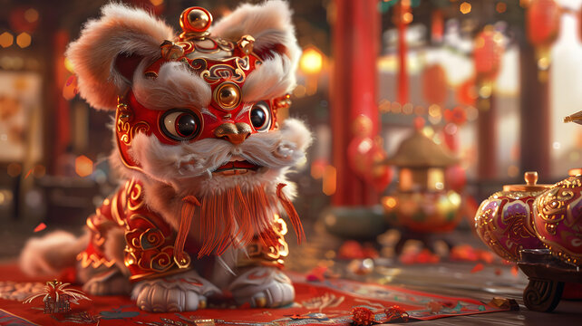 舞獅的AI圖片